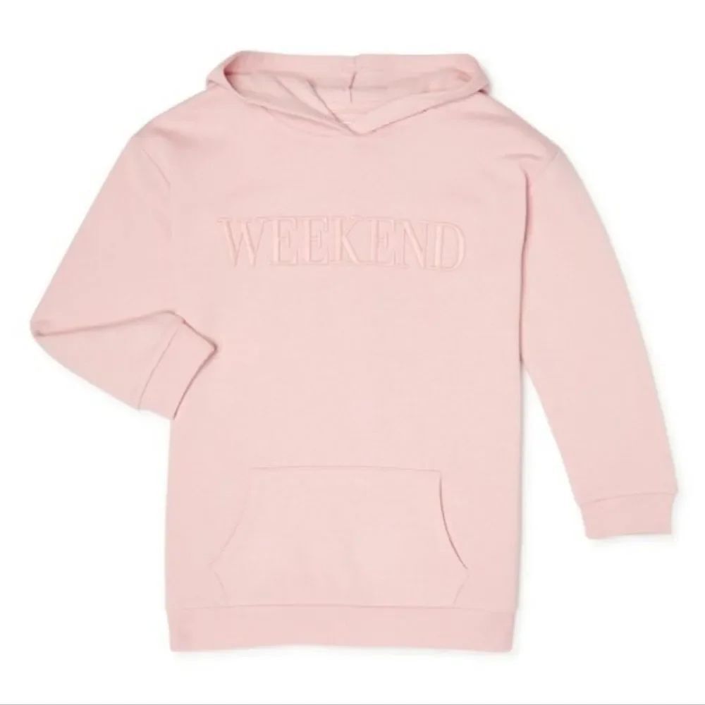 Wonder Nation Girl's Long Sleeve Pink Weekend Pullover Hoodie